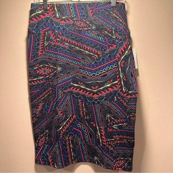 LulaRoe Cassie Pencil Skirt Stretchy High Wide Waist Band Large 14-16 Neon - Picture 9 of 16
